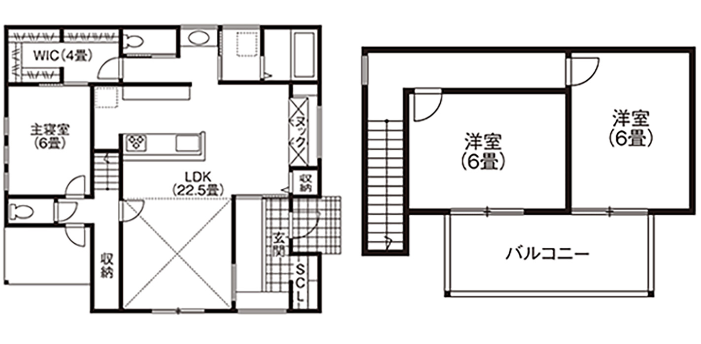 1階に主寝室とヌックのあるお家
