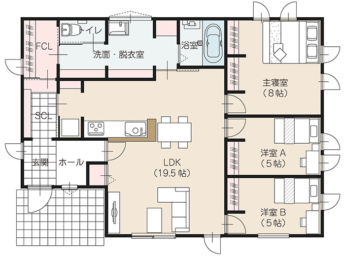 回遊同線の家事楽平屋